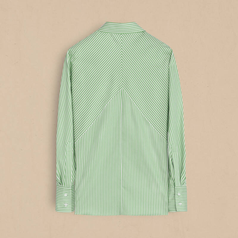 Mira Kadın Çizgili Yeşil Gömlek - 2