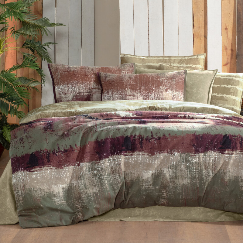 Mondrian Flanel King Size Nevresim Takımı Bej - SAREV