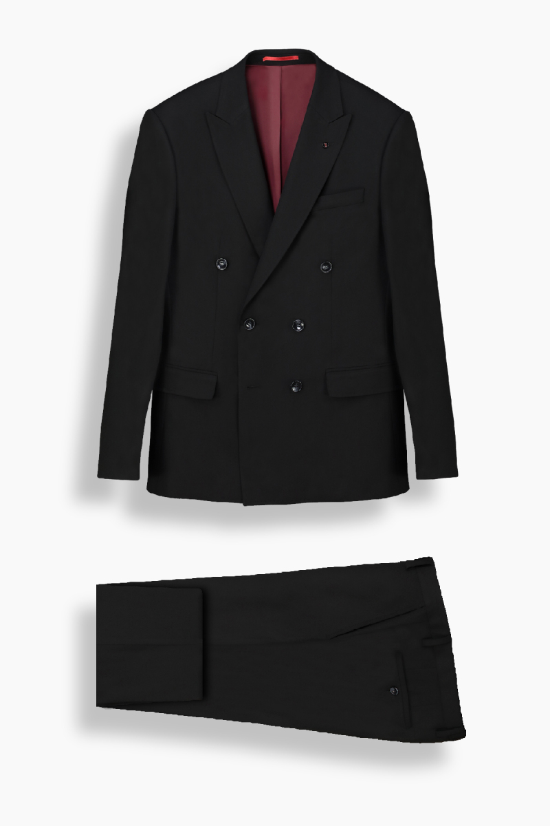 Moneta Resta Relax Fit Siyah Kruvaze Takım Elbise - 1