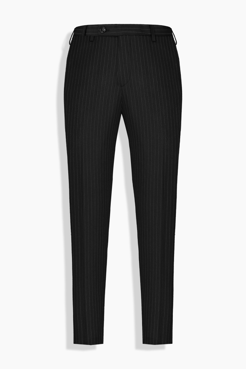 Moneta Slim Fit Çizgili Kruvaze Siyah Takım Elbise - 3