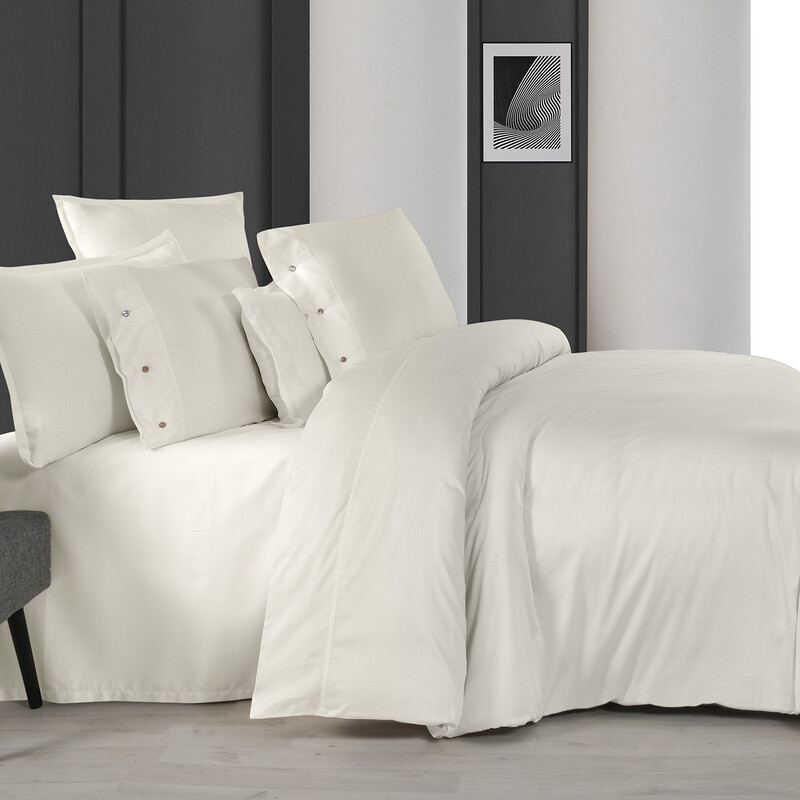 Monochrome Saten Çift Kişilik Nevresim Takımı Off Whıte 