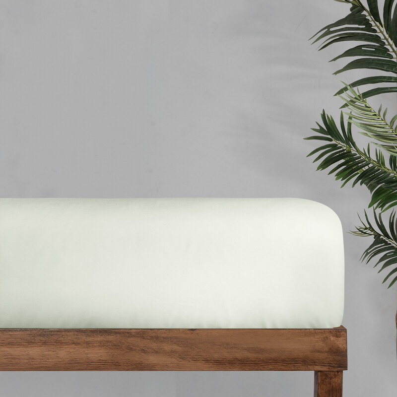 Monochrome Saten Düz Çarşaf Çift Kişilik Off White 