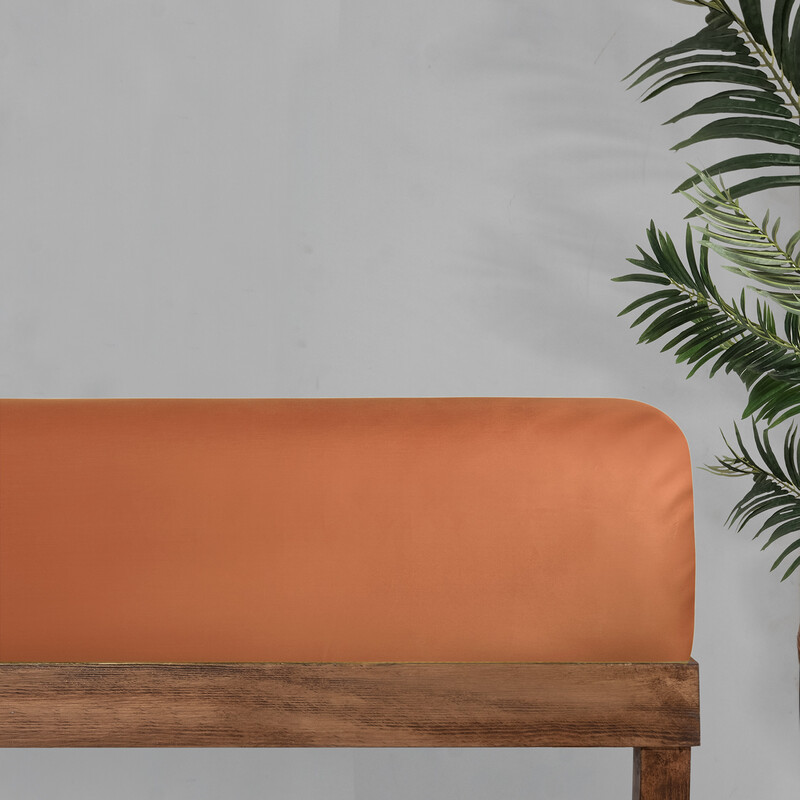 Monochrome Saten Düz Çarşaf Çift Kişilik Terracotta 