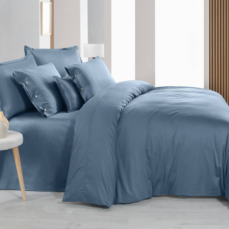 Monochrome Saten Nevresim Çift Kişilik Royal Blue - 2
