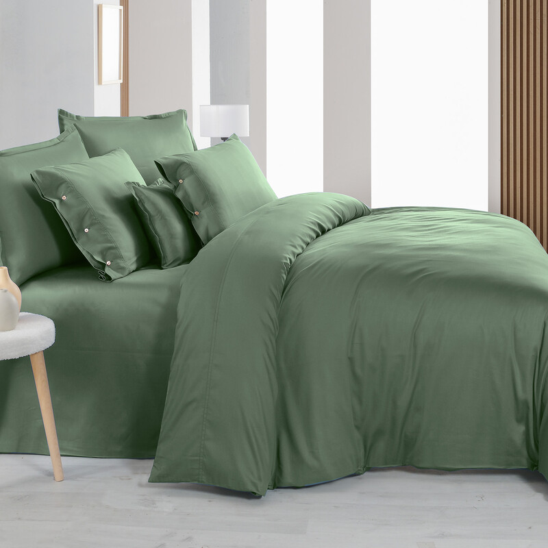 Monochrome Saten Nevresim Tek Kişilik Forest Green - SAREV