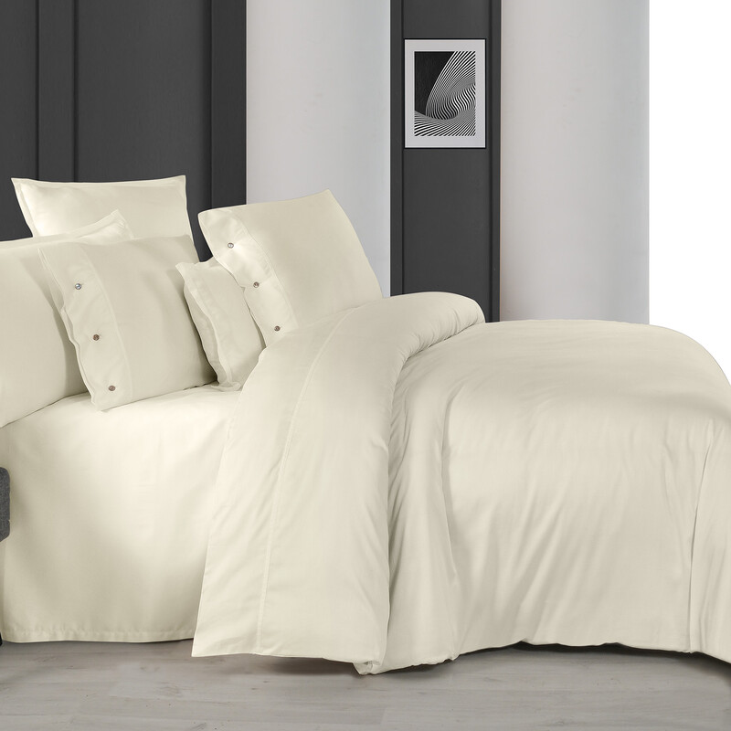 Monochrome Saten King Size Nevresim Takımı Ekru - SAREV