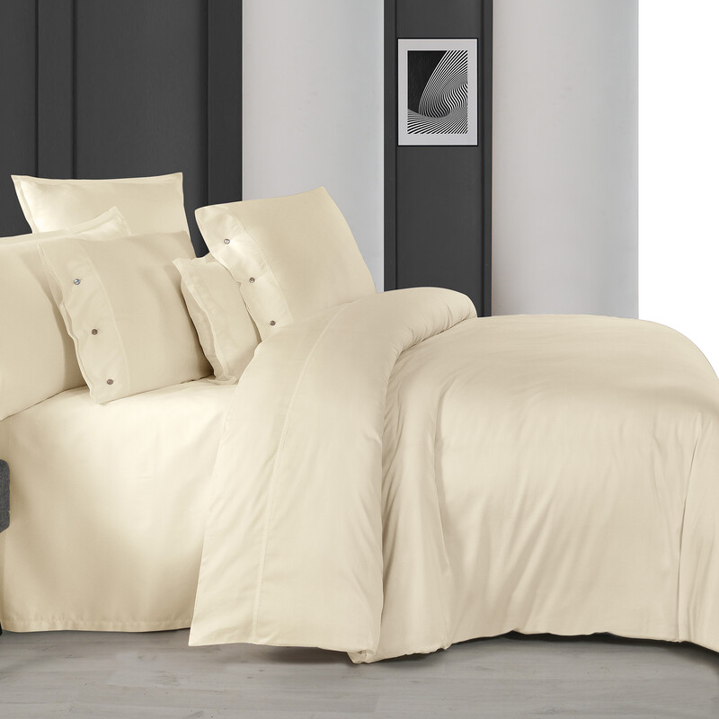 Monochrome Saten Çift Kişilik Nevresim Takımı Cream 