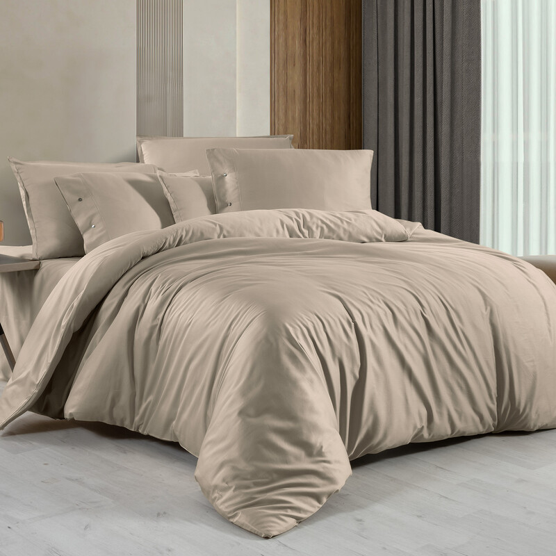 Monochrome Saten King Size Nevresim Takımı Natural Beıge 