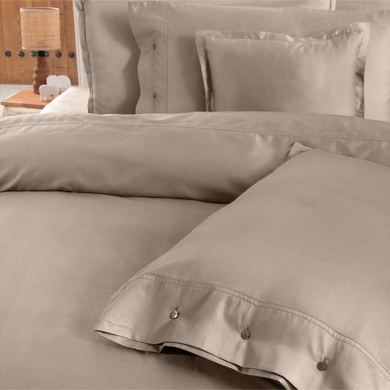 Monochrome Saten King Size Nevresim Takımı Natural Beıge - SAREV (1)