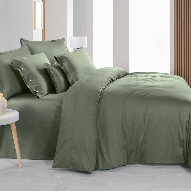 Monochrome Saten King Size Nevresim Takımı Green - 1