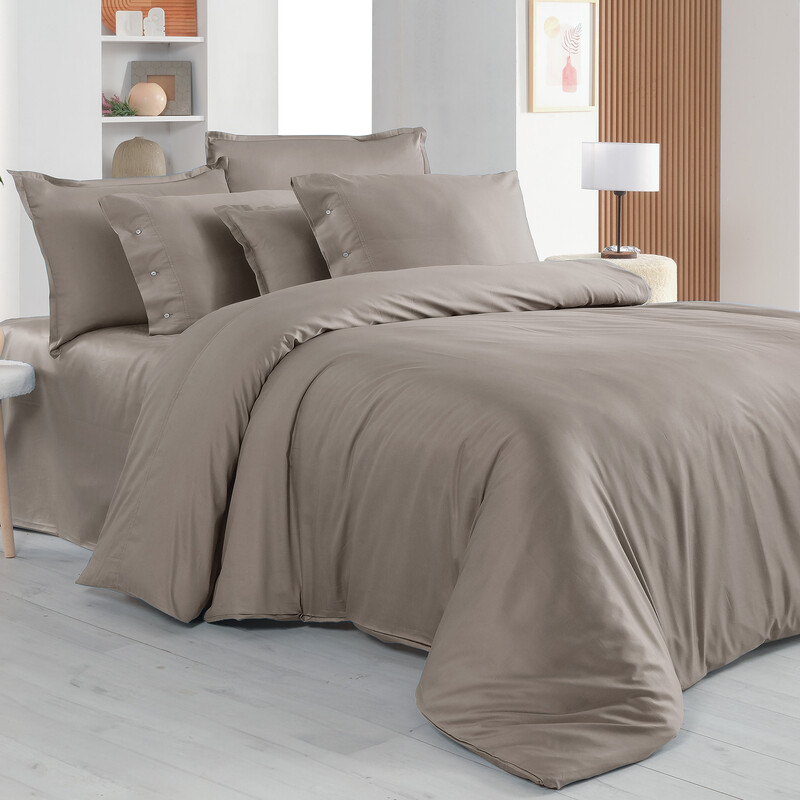 Monochrome Saten Tek Kişilik Nevresim Takımı Mocha 