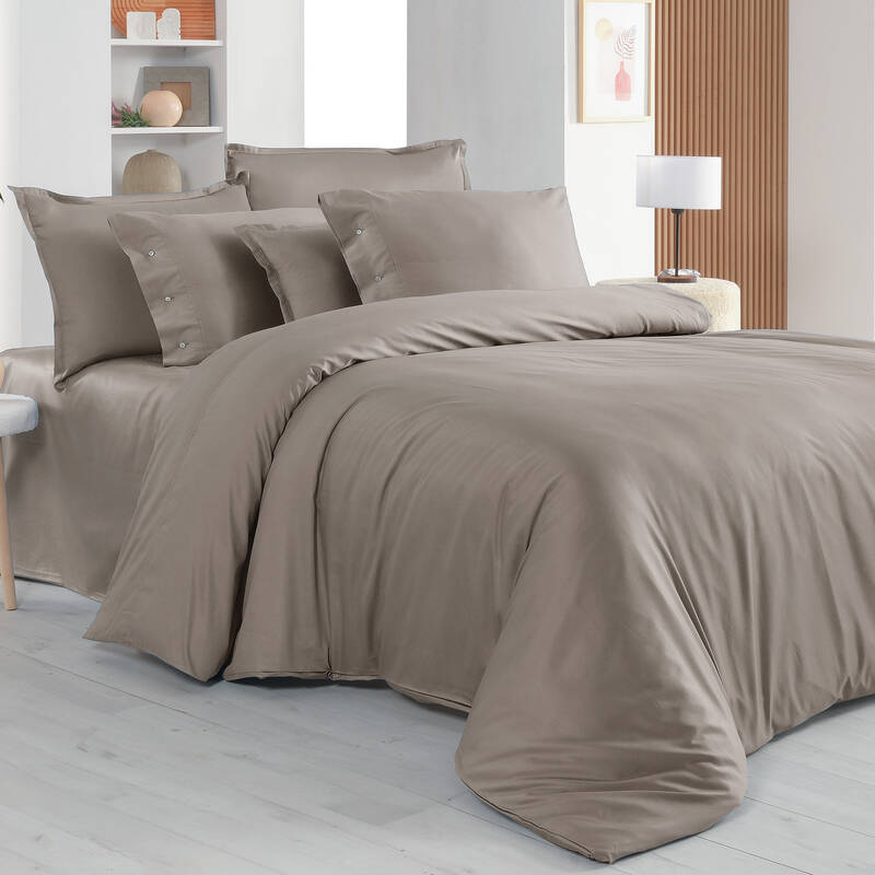 Monochrome Saten Tek Kişilik Nevresim Takımı Mocha - 1