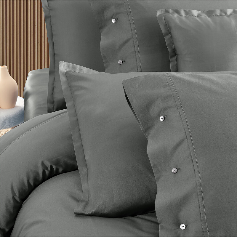 Monochrome Saten King Size Nevresim Takımı Gri - SAREV