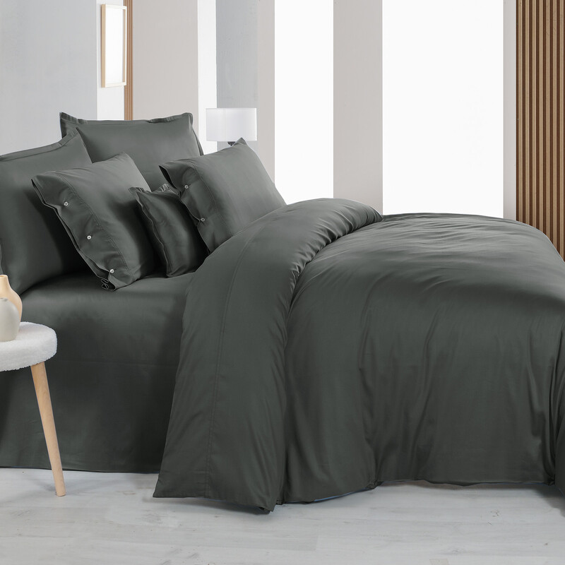 Monochrome Saten Tek Kişilik Nevresim Takımı Dark Gray 