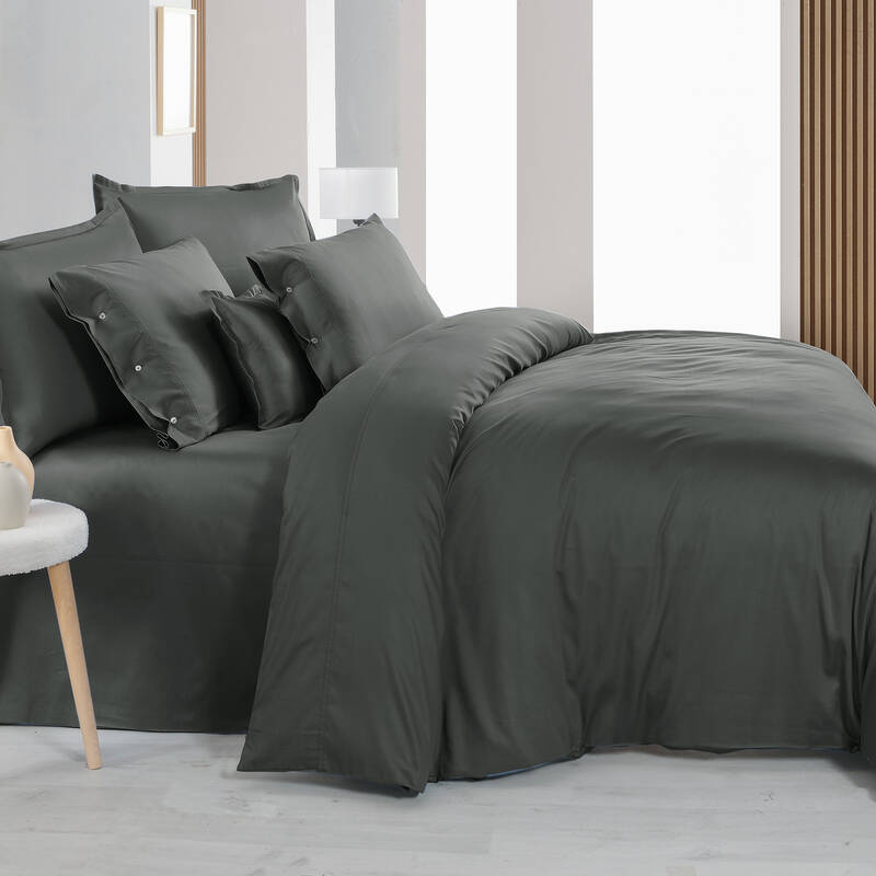 Monochrome Saten Tek Kişilik Nevresim Takımı Dark Gray - 1