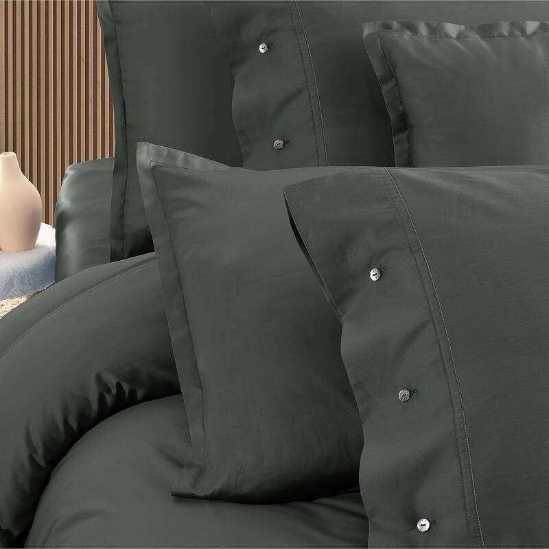 Monochrome Saten Çift Kişilik Nevresim Takımı Dark Grey - 2