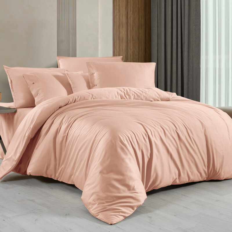 Monochrome Saten Çift Kişilik Nevresim Takımı Rose 