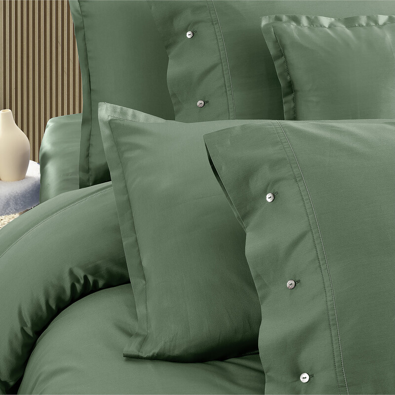 Monochrome Saten Çift Kişilik Nevresim Takımı Forest Green - SAREV