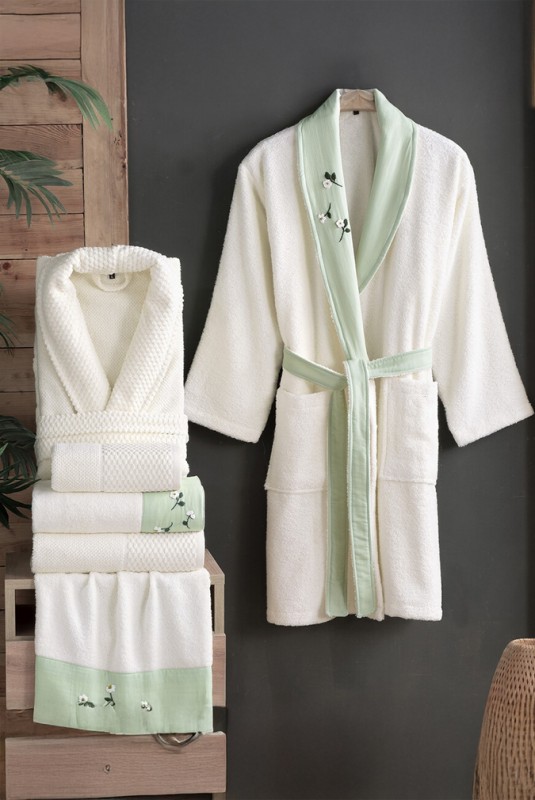 Mood Comfort Latina Ekru Aile Bornoz Havlu Seti - SAREV