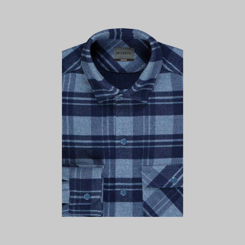 Moresco Koyu Mavi Kareli Gömlek Ceket - 3