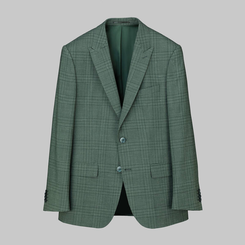 Napoleone Regular Fit Yeşil Kareli Ceket - 1