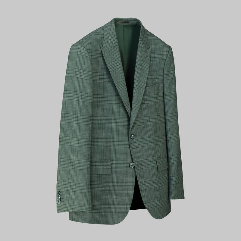 Napoleone Regular Fit Yeşil Kareli Ceket - 2