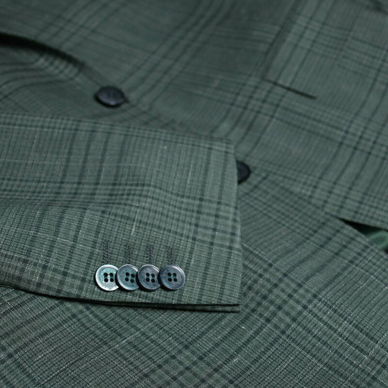 Napoleone Regular Fit Yeşil Kareli Ceket - 4