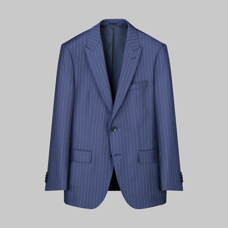 Napoleone Çizgili Regular Fit Açık Lacivert Saxon Takım 