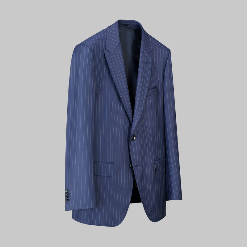 Napoleone Çizgili Regular Fit Açık Lacivert Saxon Takım - 2
