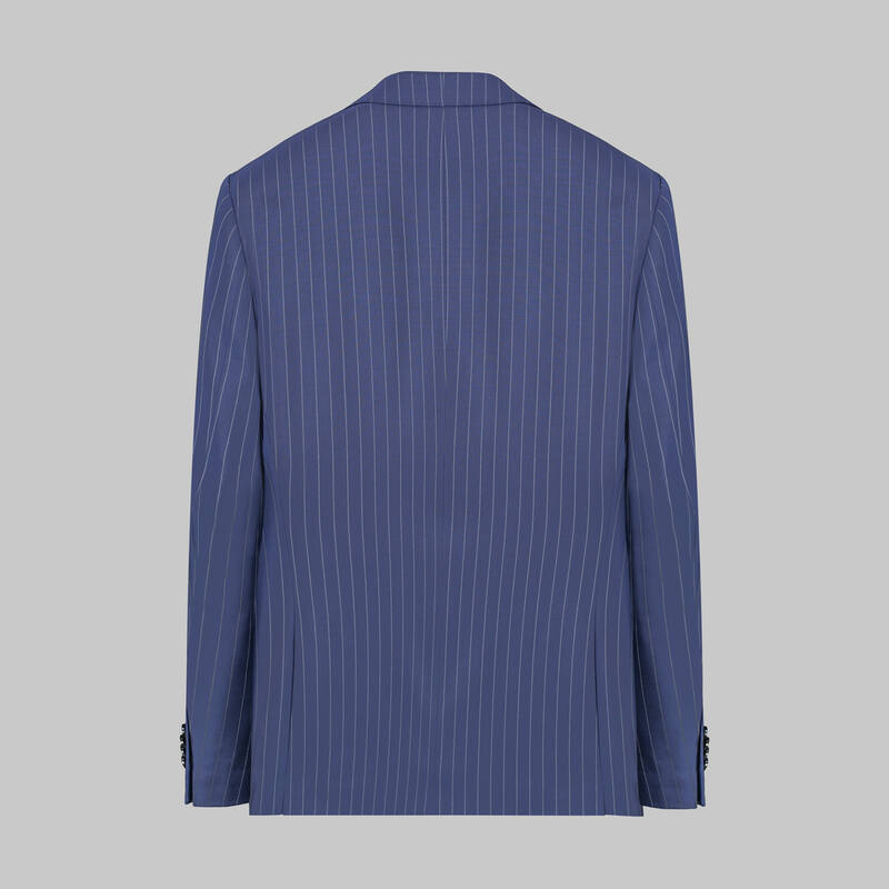 Napoleone Çizgili Regular Fit Açık Lacivert Saxon Takım - 3