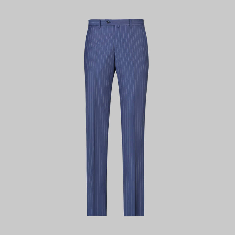 Napoleone Çizgili Regular Fit Açık Lacivert Saxon Takım - 4