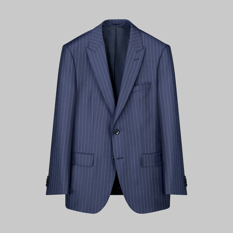 Napoleone Çizgili Regular Fit Lacivert Saxon Takım 