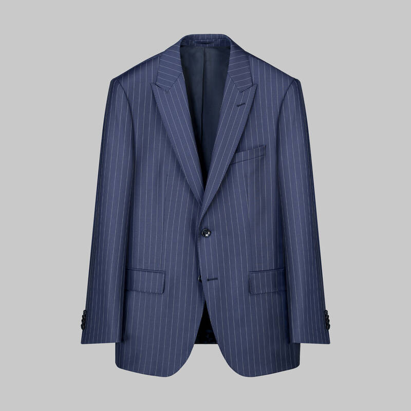 Napoleone Çizgili Regular Fit Lacivert Saxon Takım - 1