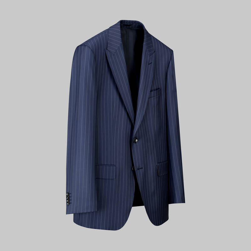 Napoleone Çizgili Regular Fit Lacivert Saxon Takım - 2