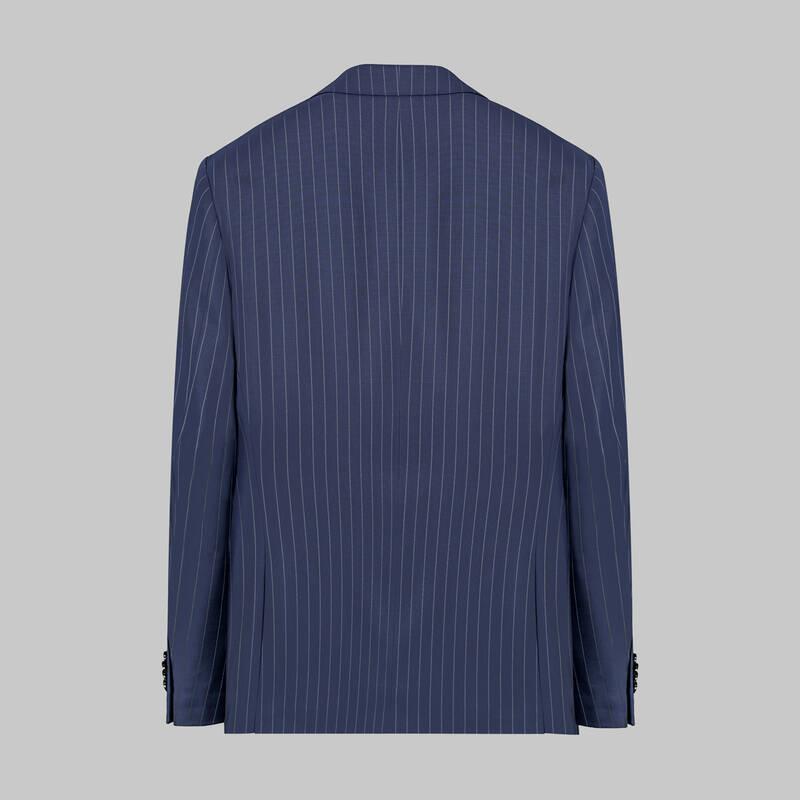 Napoleone Çizgili Regular Fit Lacivert Saxon Takım - 3