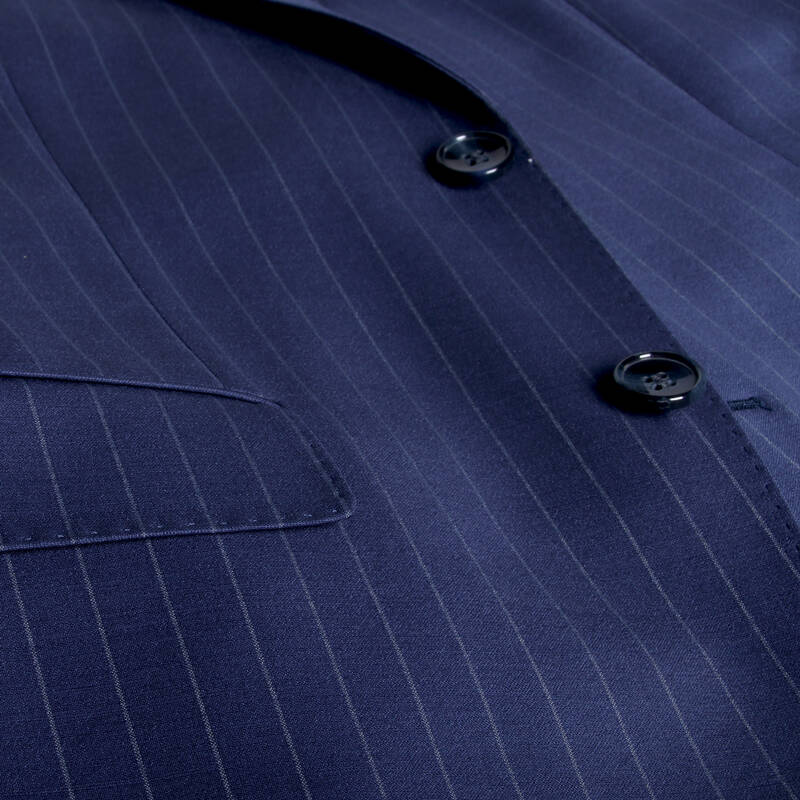 Napoleone Çizgili Regular Fit Lacivert Saxon Takım - 7