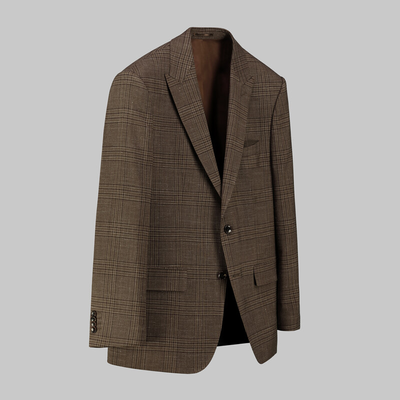 Napoleone Regular Fit Kahverengi Kareli Ceket - SARAR (1)
