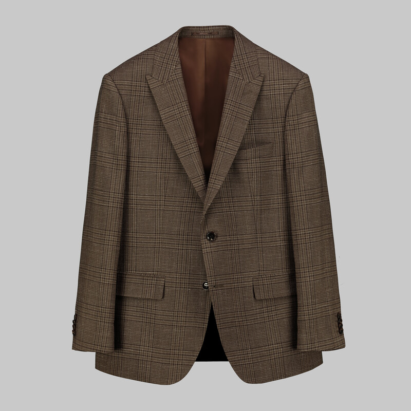 Napoleone Regular Fit Kahverengi Kareli Ceket 