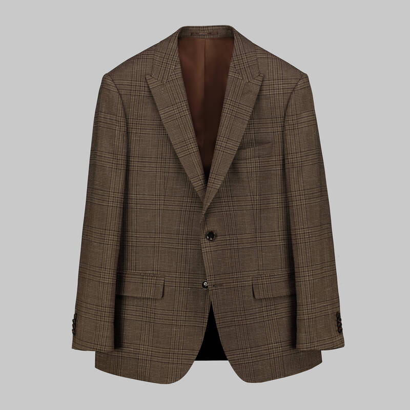 Napoleone Regular Fit Kahverengi Kareli Ceket - 1