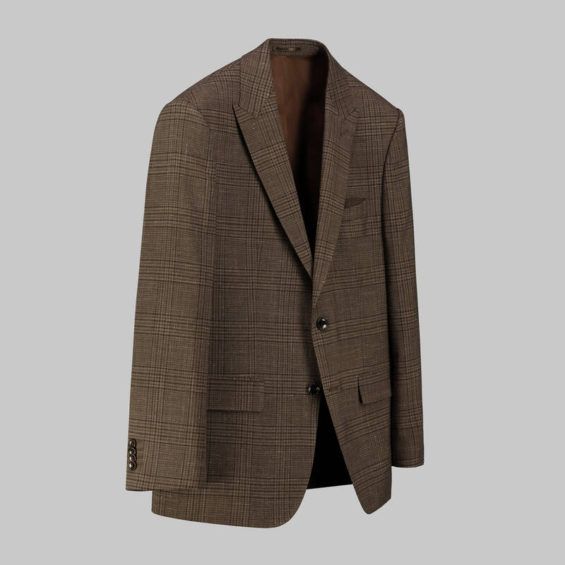 Napoleone Regular Fit Kahverengi Kareli Ceket - 2