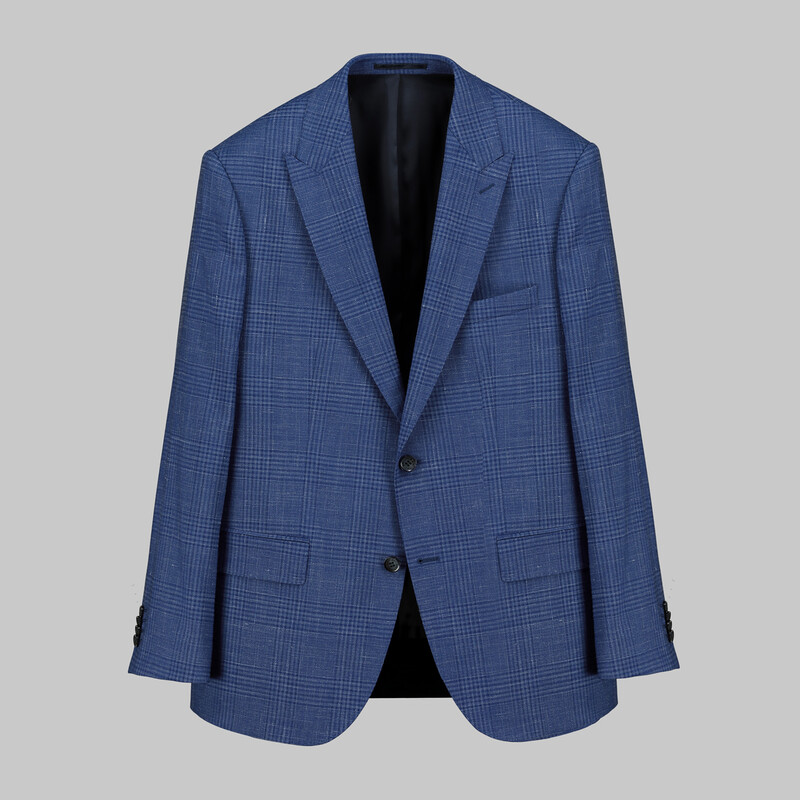 Napoleone Regular Fit Mavi Kareli Ceket 