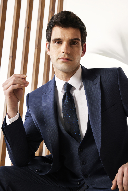 Napoleone Saxon Regular Fit Yelekli Lacivert Takım Elbise - SARAR