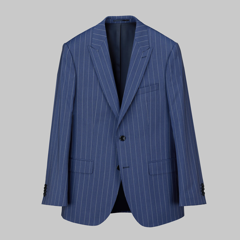 Napoleone Saxon Regular Fit Çizgili Açık Lacivert Takım 