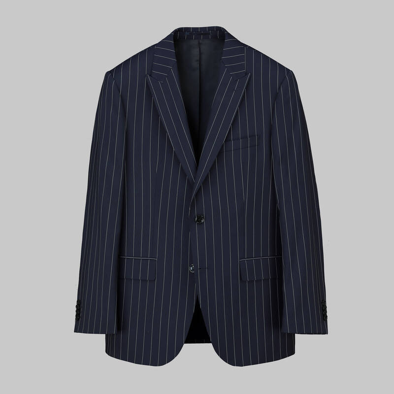 Napoleone Saxon Regular Fit Çizgili Koyu Lacivert Takım - 1