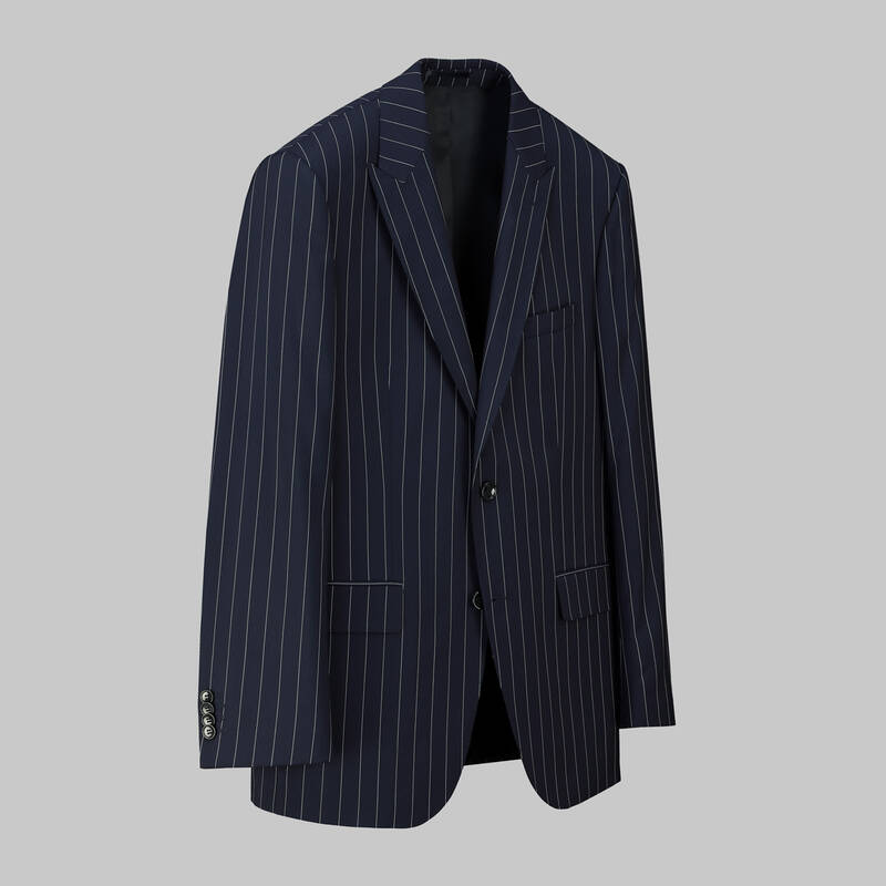 Napoleone Saxon Regular Fit Çizgili Koyu Lacivert Takım - 2