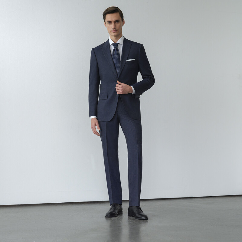 Napoleone Saxon Regular Fit Çizgili Takım 