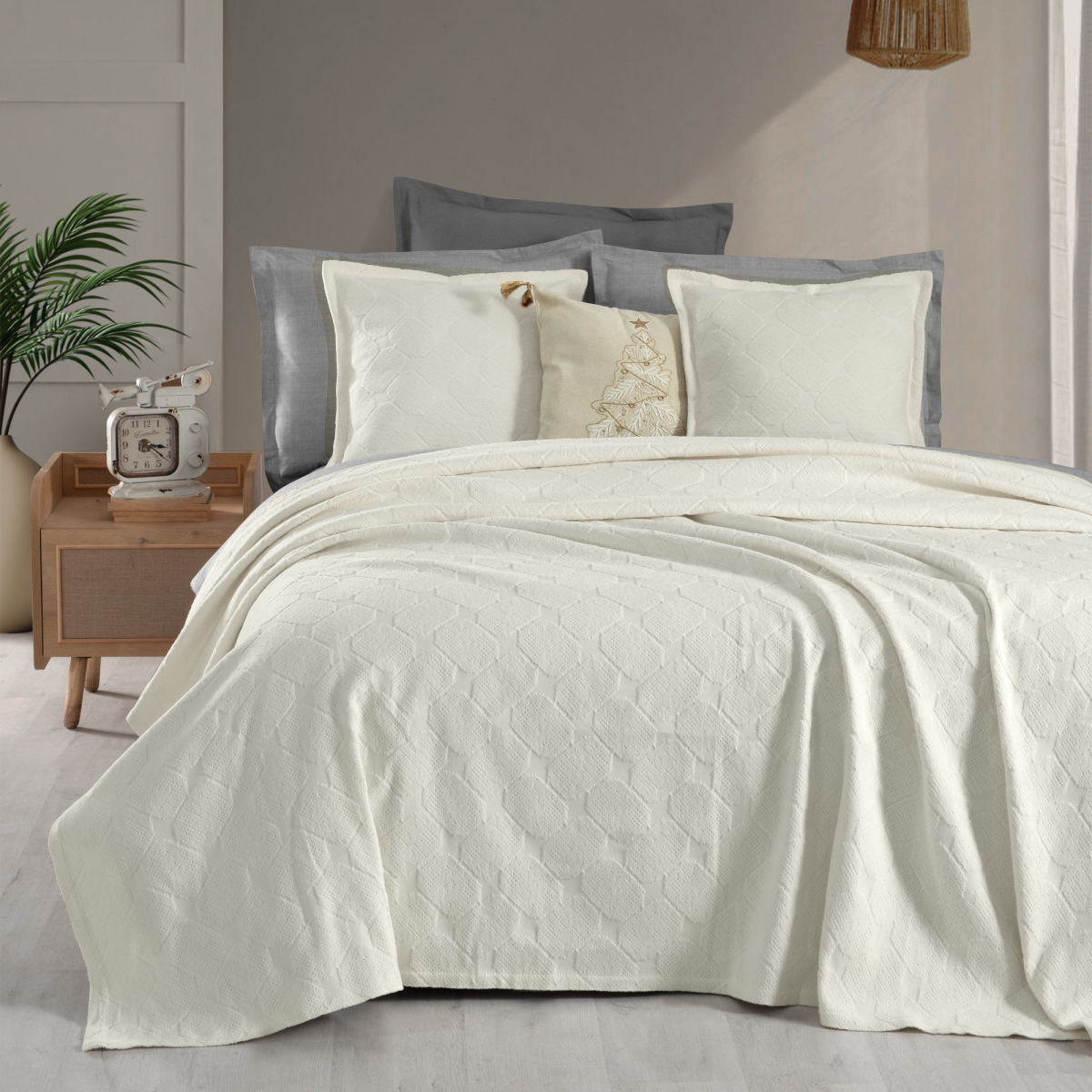 Nerida Yatak Örtüsü Çift Kişilik Ekru - 1