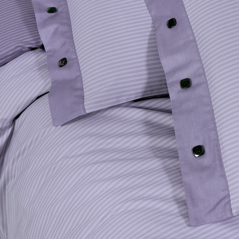 New Fancy Stripe King Size Lila Nevresim Takımı - SAREV