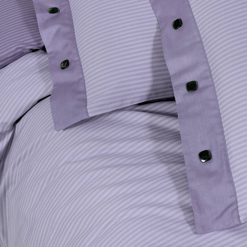 New Fancy Stripe King Size Lila Nevresim Takımı - 3