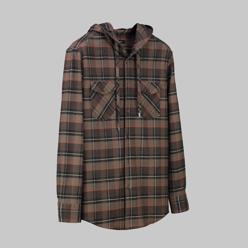 Nora Kapüşonlu Kareli Kahverengi Gömlek - 1